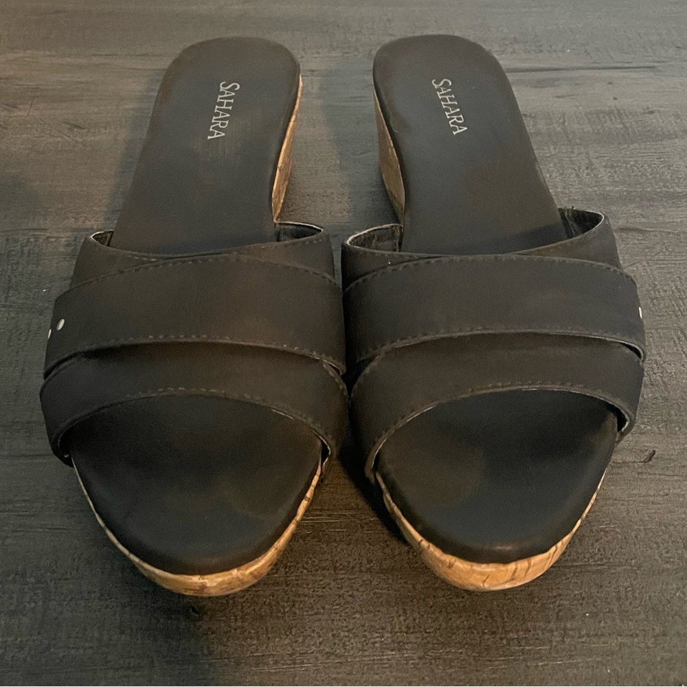 Women’s black wedges by Sahara Size 7